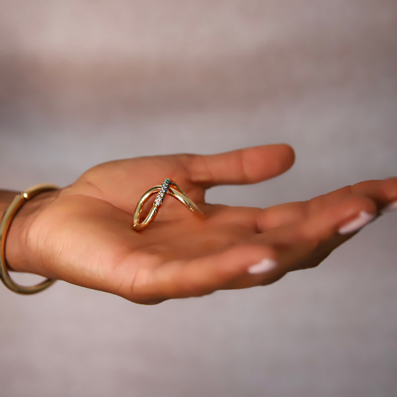 9ct Rose gold two diamond twist ring – Christine Sadler Unforgettable  Jewellery